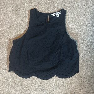 Walter Baker Black Eyelet Scalloped Hem Tank